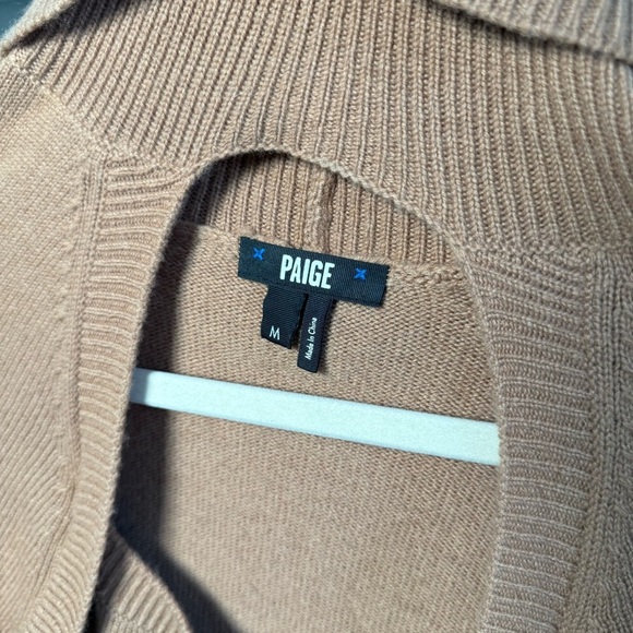 NWT PAIGE Designer Brown Camel Cherise Keyhole Turtleneck Sweater Size Medium - Picture 2 of 11